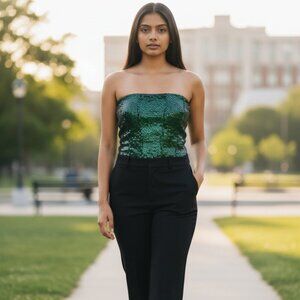 sincerely Jules sequined crop top strapless Corset tube top size M